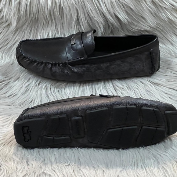COACH Men’s C Coin Leather Driver Loafer, Black. New - Picture 2 of 8